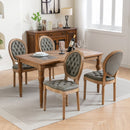 French Style Solid Wood Frame Antique Painting, Hand-Pulled Buckle Decoration Artificial Dining Chair With Nailhead Trim, Wood Legs by HouseOfZazla