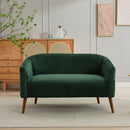 50.78'W Modern Loveseat Couch Sofa, Corduroy Fabric Upholstered 2-Seat Sofa with Wooden Walnut Legs for Small Space Office Studio Apartment Bedroom, Green