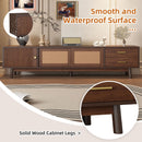 TV Stand For 80" TVs With Sliding Doors And Drawers, Accent Storage Unit - Dark Brown by HouseOfZazla