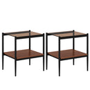 Modern Rectangle End Table (Set of 2) With Tempered Glass Tabletop And Layer - Brown by HouseOfZazla