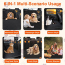 Dog Car Seat Cover For Back Seat Waterproof Oxford Cloth Seat Cover Hammock Non-Slip Scratchproof Back Seat Extender with Side Flap Mesh Window Storag