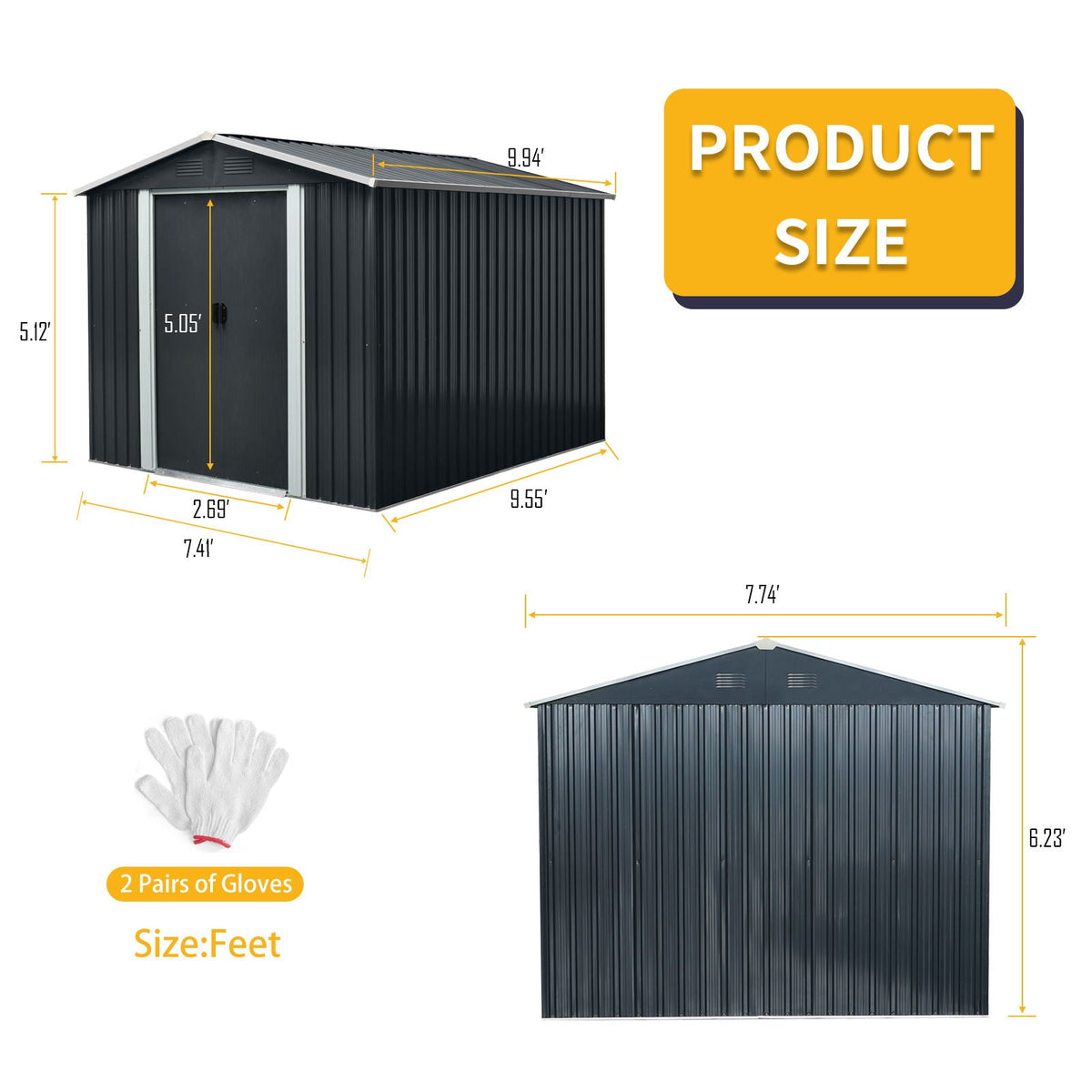 Outdoor Metal Storage Shed With Floor Base, photo 24 of 40