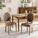 French Style Solid Wood Frame Antique Painting, Hand-Pulled Buckle Decoration Artificial Dining Chair With Nailhead Trim, Wood Legs by HouseOfZazla