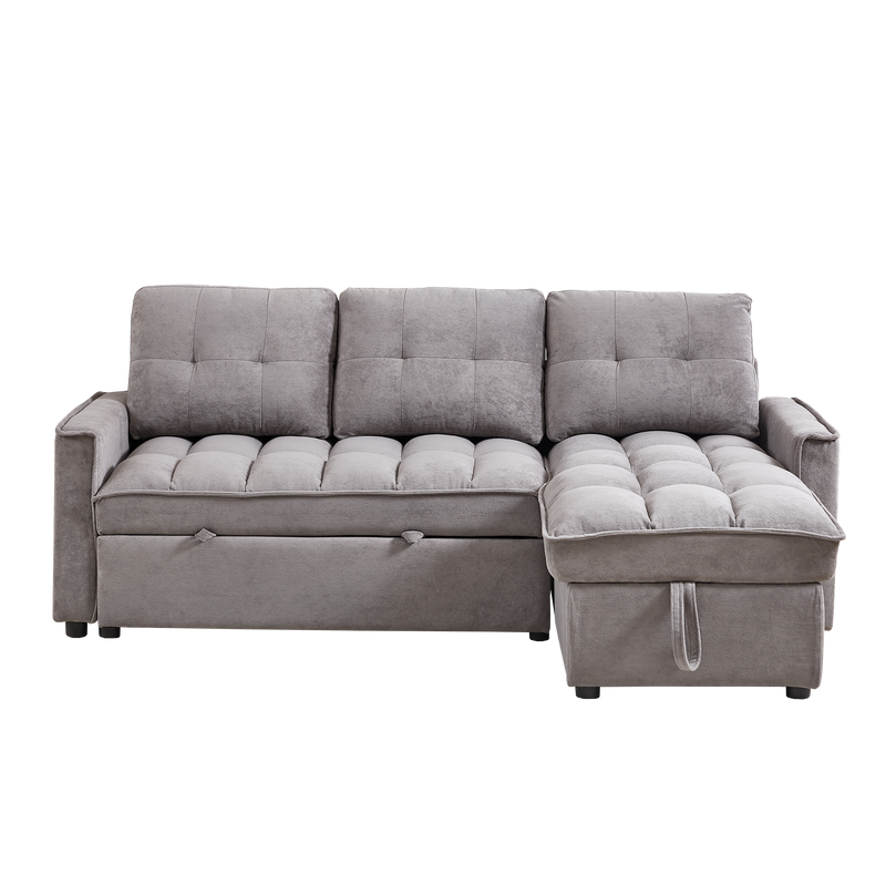 78.75" Reclining Sofa, Pull-Out Sofa Bed with USB and tape-c charging ports, L-Shaped Sectional Sofa with Reclining Storage and Arm Side Organizer Pocket Features, Living Room Comfort Sofa