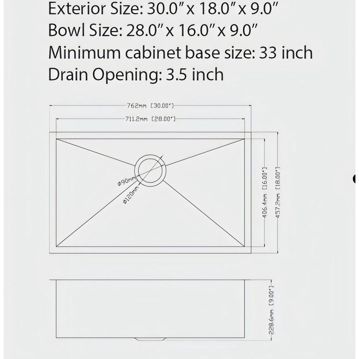 Undermount Kitchen Sink 16 Gauge Single Bowl Stainless Steel, photo 7 of 14