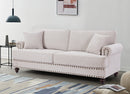 82" Chenille modern Upholstered Sofas 2 Seater Couches with Nails and Armrests (White)