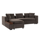 Modern L Shaped Sectional Sofa With Upholstery And Wooden Storage by HouseOfZazla