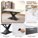 Dining Table With Geometric X Frame For Kitchen Or Dining Room - White Marble by HouseOfZazla