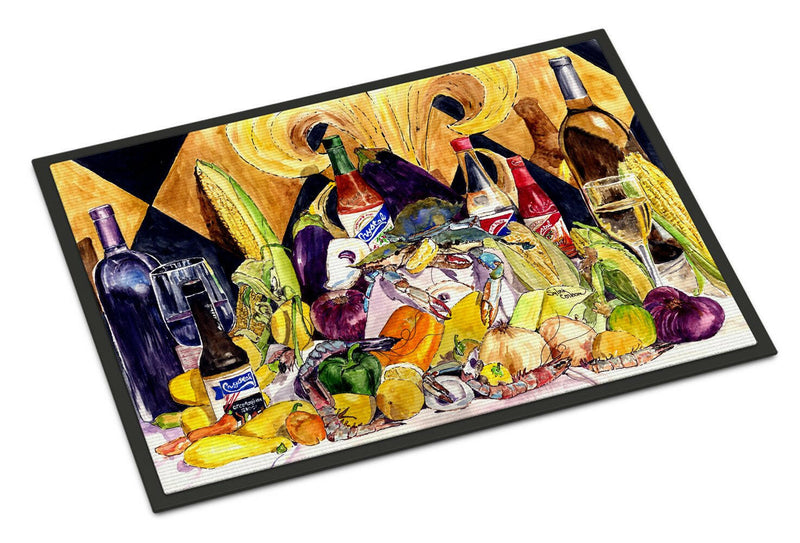 Crystal Hot Sauce with Fleur De lis and Wine Indoor or Outdoor Mat 18x27 8638MAT