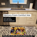 Crystal Hot Sauce with Fleur De lis and Wine Memory Foam Kitchen Mat Machine Washable Anti-Fatigue Cushion Comfort Bath or Kitchen Rug