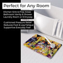 Crystal Hot Sauce with Fleur De lis and Wine Memory Foam Kitchen Mat Machine Washable Anti-Fatigue Cushion Comfort Bath or Kitchen Rug