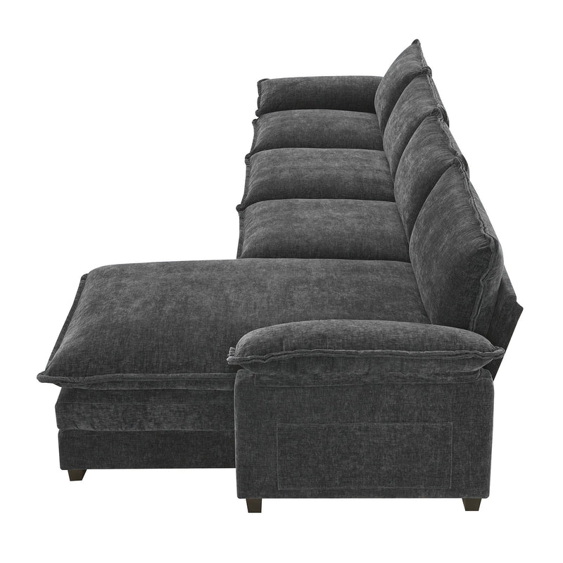 Walker Edison | Chenille Pillow Top Cloud L-shape Sectional Sofa with Chaise Lounge