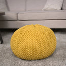 Bordeaux Knitted Cotton Round Pouf - Versatile Ottoman and Floor Cushion
