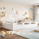 Queen Size Floor Platform Bed with Guardrails