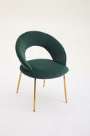 Velvet Fabric Dining Chair with Curved Backrest and Golden Metal Legs