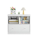 Toy Storage Organizer With Large Drawer And Low Bookshelf For Nursery & Playroom - White by HouseOfZazla