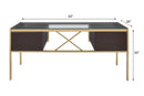 Yumia - Writing Desk - Gold & Walnut