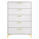 Karena - Rectangular 5 Drawer Chest - White by HouseOfZazla