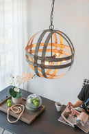 4 Light Galvanized Chandelier, Hanging Light Fixture With Adjustable Chain For Kitchen, Bulb Not Included - Gray by Unique Piece Furniture