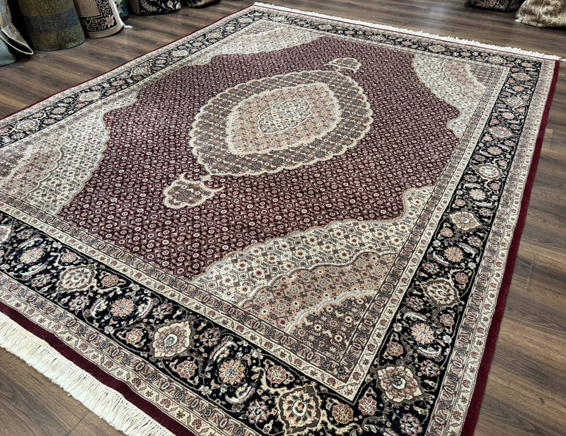 Sino Persian Rug 8x10, Herati, Elegant Oriental Carpet, Dark Maroon