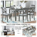 6 Pieces Kitchen Dining Set, Rectangular Wooden Dining Table With 4 Chairs And A Bench by Unique Piece Furniture