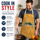 Crab Apron Cooking Kitchen Server Baking Crafts Gardening for Adult Women Men, Unisex, Large, Multicolor