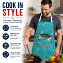 Crab Apron Cooking Kitchen Server Baking Crafts Gardening for Adult Women Men, Unisex, Large, Multicolor