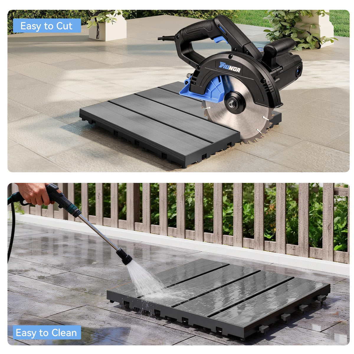 9 Pcs Interlocking Deck Tiles, 12" x 12" HDPE Outdoor Flooring, photo 8 of 10