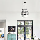 4 Light Metal Lantern Tiered Pendant Hanging Light Fixtures, Industrial Farmhouse Adjustable Height Chandeliers For Dining Room Hallway Foyer Entryway (E12 Bulbs Not Included)