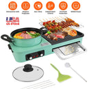 3 in 1 Electric Hot Pot with Grill 1600W Smokeless Non-Stick Korean BBQ Grill Shabu Shabu Hot Pot Combo with Independent Temperature Control for 3-5 P