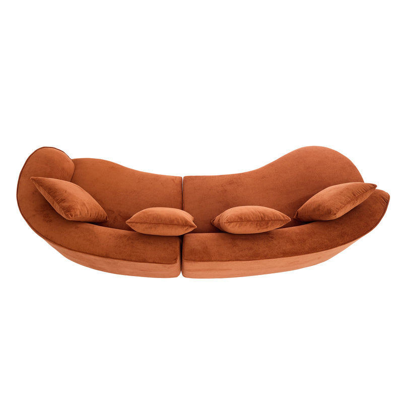 126" Curved Sectional Sofa (Dark Orange-D28 Full Foam), photo 7 of 10