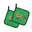 Turtle Pot Holder Set of 2 Heat Resistant Quilted Hot Pads 7.5 x 7.5 Inch, Insulated Kitchen Trivets for Cooking & Baking