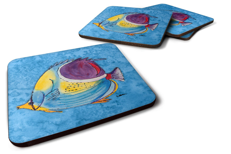 Set of 4 Fish  Tropical on Blue Foam Coasters