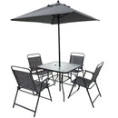 Outdoor Patio Dining Set For 4 People, Metal Patio Furniture Table And Chair Set With Umbrella - Black by HouseOfZazla