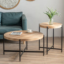 33" Modern Thread Design Round Coffee Table, MDF Table Top with Cross Legs Metal Base