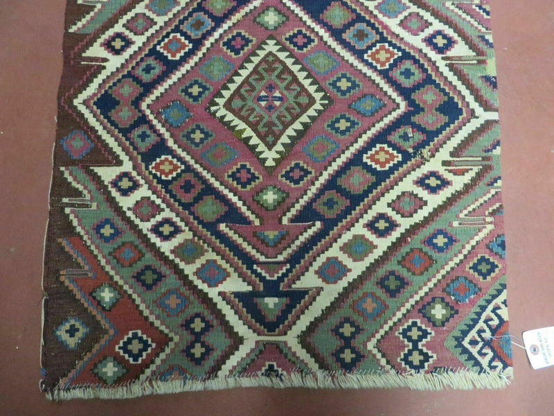 2' 1" X 4' 4" Antique Handmade Bagface Kilim Shirvan Caucasian Wool Rug Nice