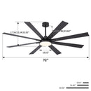 Large Ceiling Fan With Dimmable LED Light 8 Blades Remote Control, Reversible DC Motor by HouseOfZazla