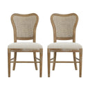 Classic Retro Dining Chair (Set of 2) With Rattan Backrest - Dark Brown / Beige by HouseOfZazla