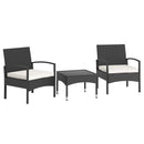 3-Piece Patio Furniture Set Rattan Bistro Chairs with Table-Beige by LJGDeals