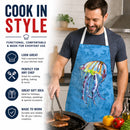 Jellyfish Apron Cooking Kitchen Server Baking Crafts Gardening for Adult Women Men, Unisex, Large, Multicolor