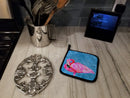 Flamingo Pot Holder Set of 2 Heat Resistant Quilted Hot Pads 7.5 x 7.5 Inch, Insulated Kitchen Trivets for Cooking & Baking