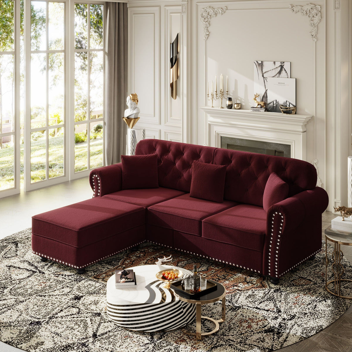 Upholstered 3 Seater Sofa Set With Ottoman, photo 29 of 39