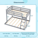 Twin Over Full Bunk Bed Low Floor Bunk Bed Frame by LJGDeals