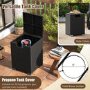 2-Piece Outdoor Rattan Fire Table Set 32 Inch Rectangle Gas Firepit with Tank Cover by LJGDeals
