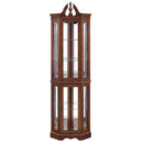 Corner Curio Cabinet With Lights, Adjustable Tempered Glass Shelves, Display Cabinet (E26 Light Bulb Not Included) - Mirrored / Walnut