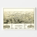 Vintage Map of Spartanburg, South Carolina 1891