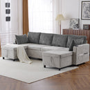 Sectional Sofa Bed With Pull Out Sleeper, USB Ports, Cup Holders by HouseOfZazla