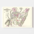Vintage Map of Chattanooga, Tennessee 1889
