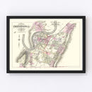 Vintage Map of Chattanooga, Tennessee 1889