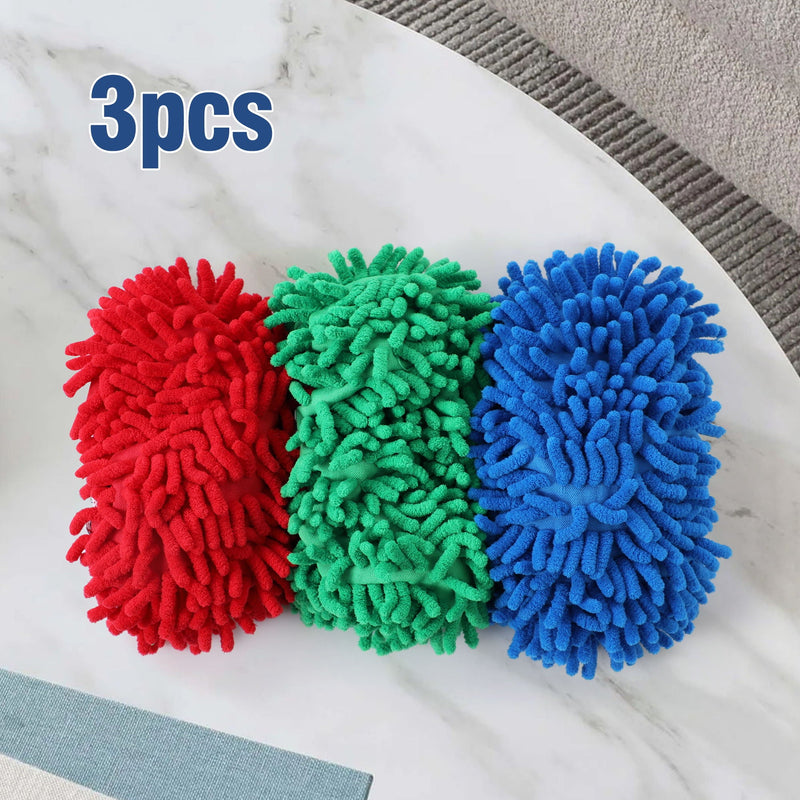 Microfiber Mop Slippers For Floor Cleaning, Machine Washable, 3 Pieces - Blue / Green / Red, photo 10 of 15